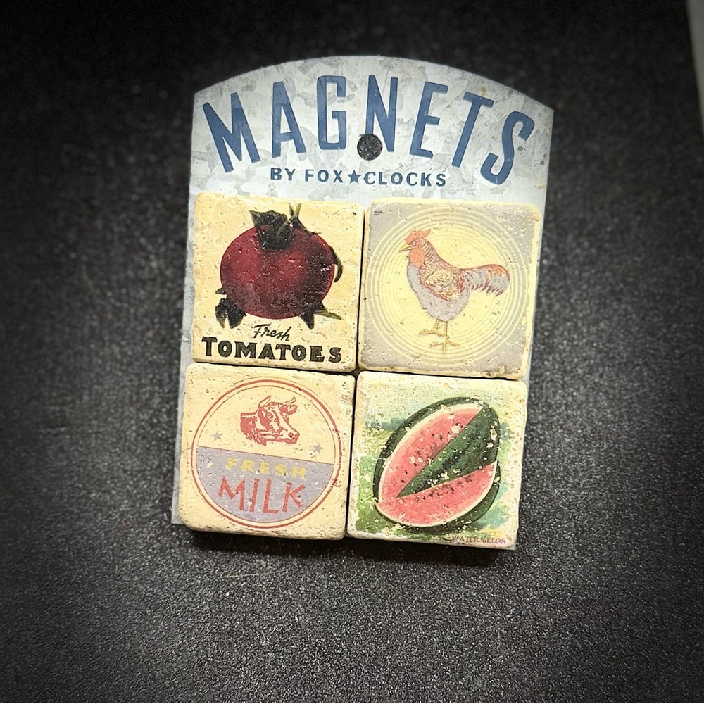 *NEW* Vintage Inspired Farmhouse All Purpose Magnets, set-4 by Fox ⭐️ Clocks